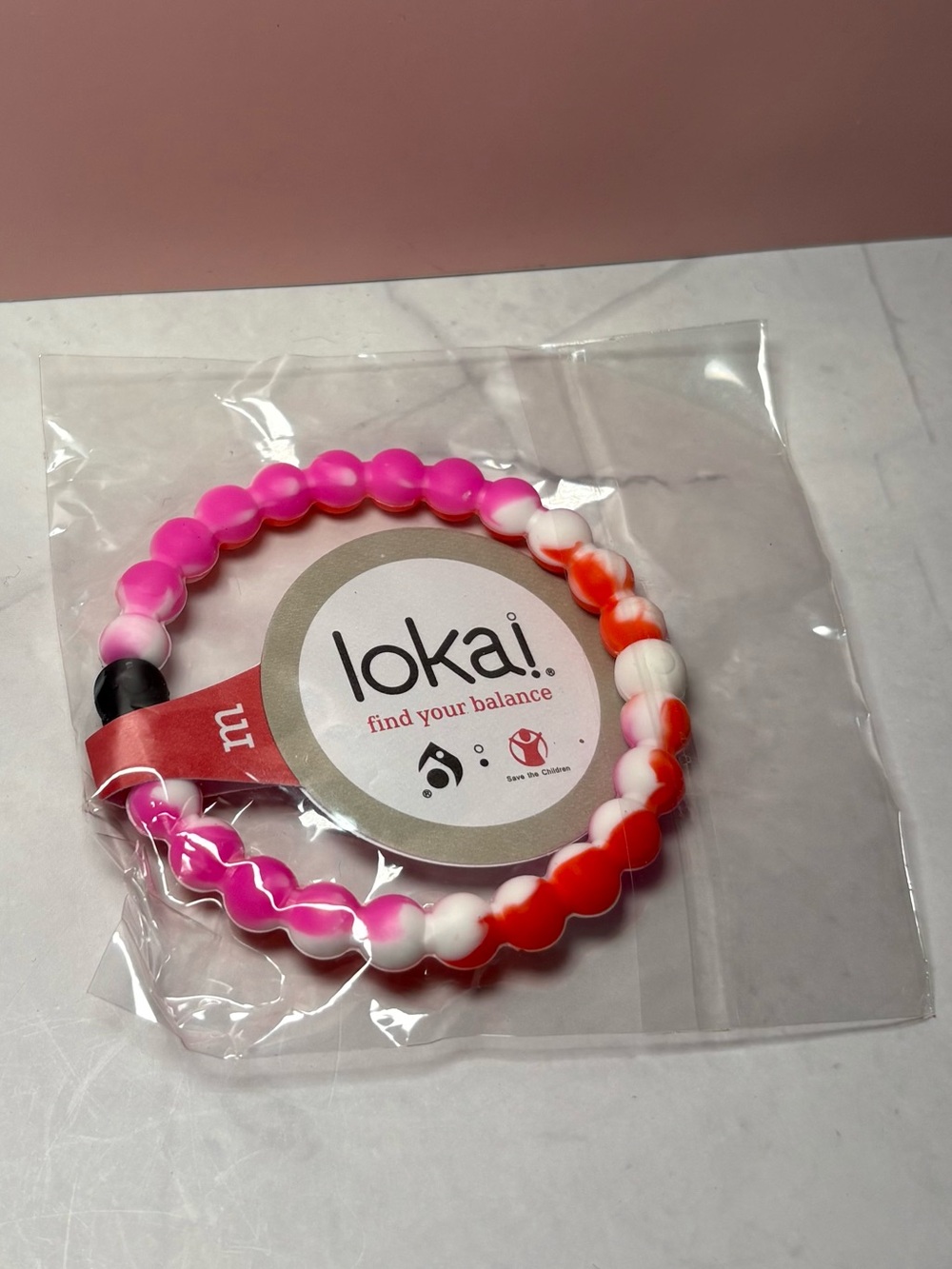 🩷 Lokai Pink, Red, White Medium Bracelet